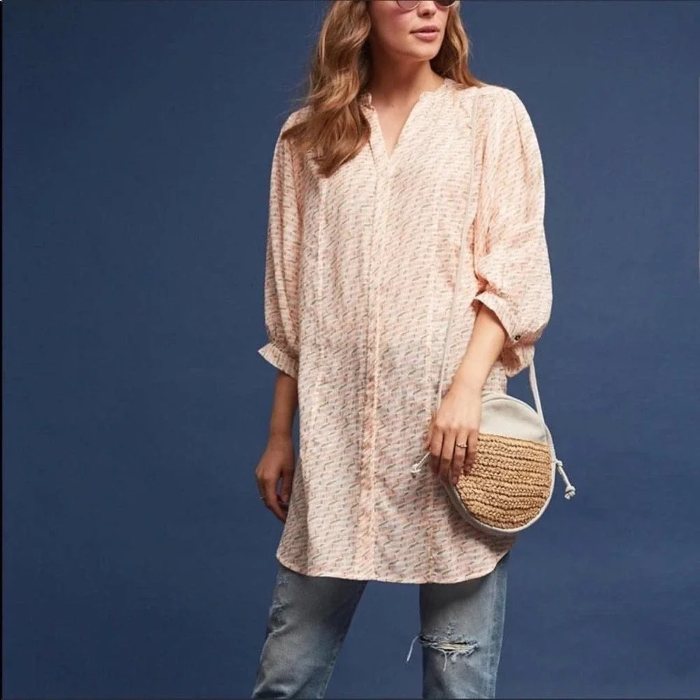 Maeve Anthropologie Women Yarn Dyed Tunic Top Medium